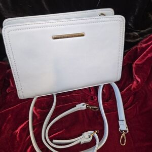 Steve Madden Light Blue Double Zip Crossbody Adjustable Strap Gold Hardware